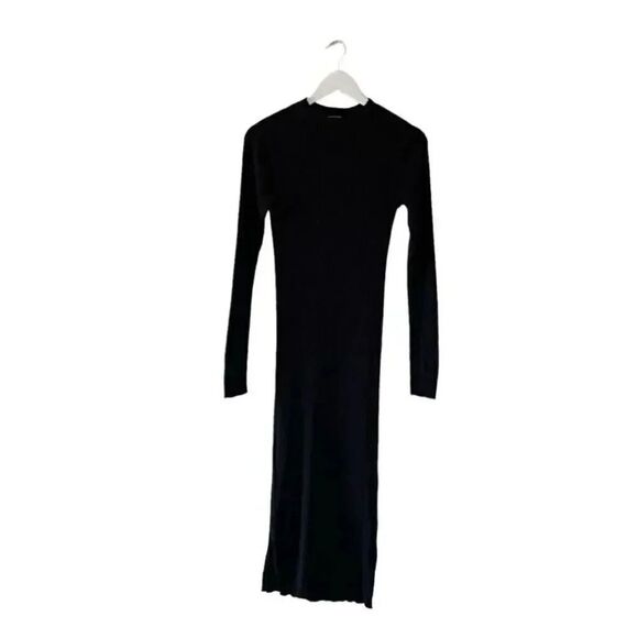 Free People Who Wear What Black Crewneck Long Sleeves Knit Midi Long Dress SZ M - Picture 1 of 11